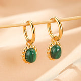 Boucles d'oreilles Malachite ovale argent 925 - Bijou lithothérapie - Biloria