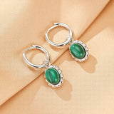 Boucles d'oreilles Malachite ovale argent 925 - Bijou lithothérapie - Biloria