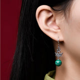 Boucles d'Oreilles Malachite Phénix Argent 925 - Biloria