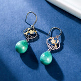 Boucles d'Oreilles Malachite Sakura Argent 925 - Biloria