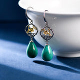 Boucles d'Oreilles Malachite Sakura Argent 925 - Biloria