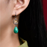 Boucles d'Oreilles Malachite Sakura Argent 925 - Biloria