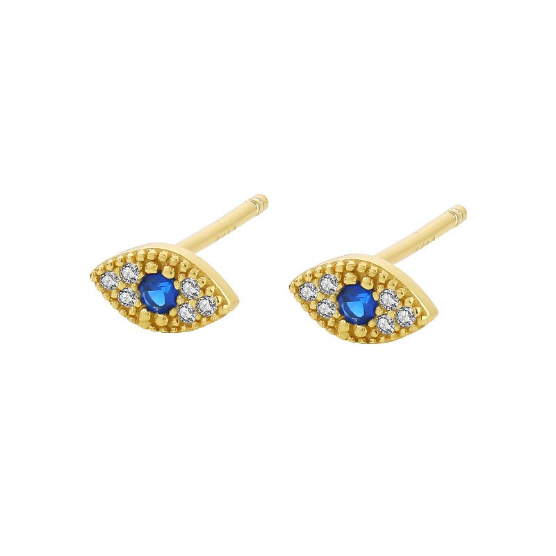 Boucles d'Oreilles Mauvais Œil Protection – Argent Plaqué Or Zircon - Biloria