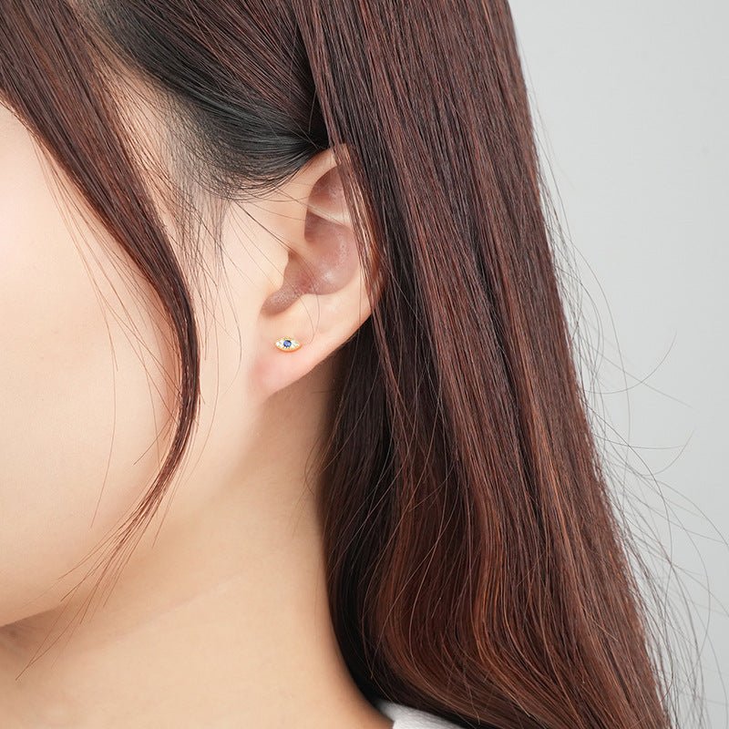 Boucles d'Oreilles Mauvais Œil Protection – Argent Plaqué Or Zircon - Biloria