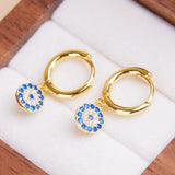Boucles d'Oreilles Mauvais Œil – Zircons Bleus, Argent Plaqué Or - Biloria
