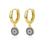 Boucles d'Oreilles Mauvais Œil – Zircons Bleus, Argent Plaqué Or - Biloria