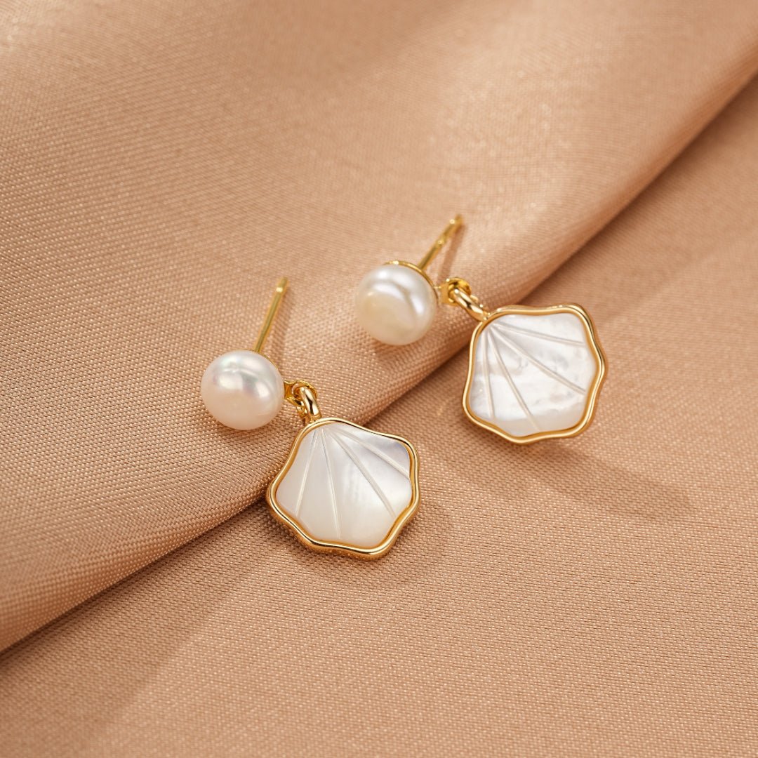 Boucles d'Oreilles Nacre et Perle Marine - Biloria