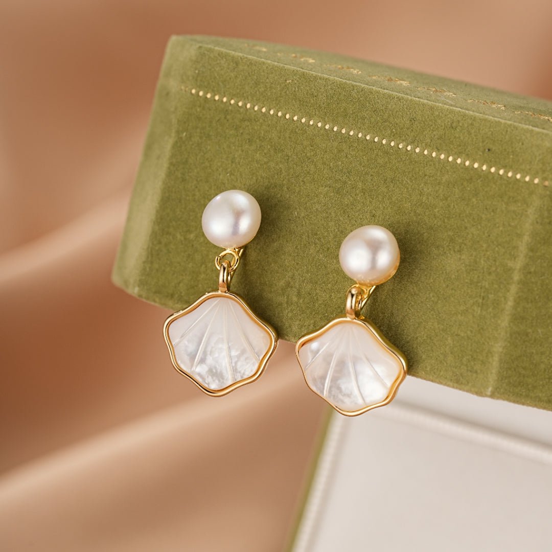 Boucles d'Oreilles Nacre et Perle Marine - Biloria