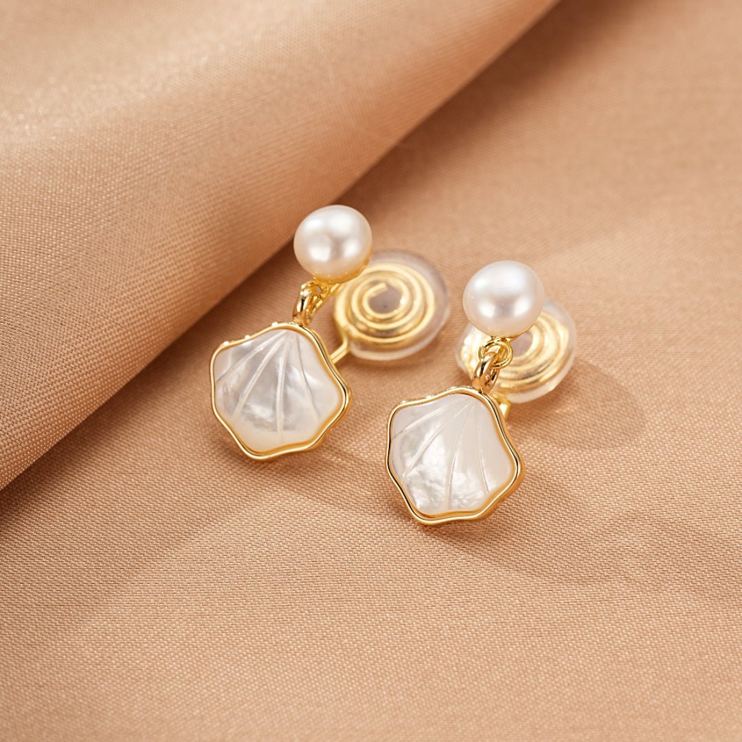 Boucles d'Oreilles Nacre et Perle Marine - Biloria