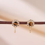 Boucles d'Oreilles Œil de Tigre Argent Plaqué Or Rose Éclatante Cadeau - Biloria