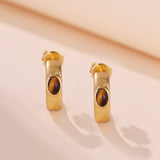 Boucles d'Oreilles Œil de Tigre Cercle Or – Protection et Élégance - Biloria