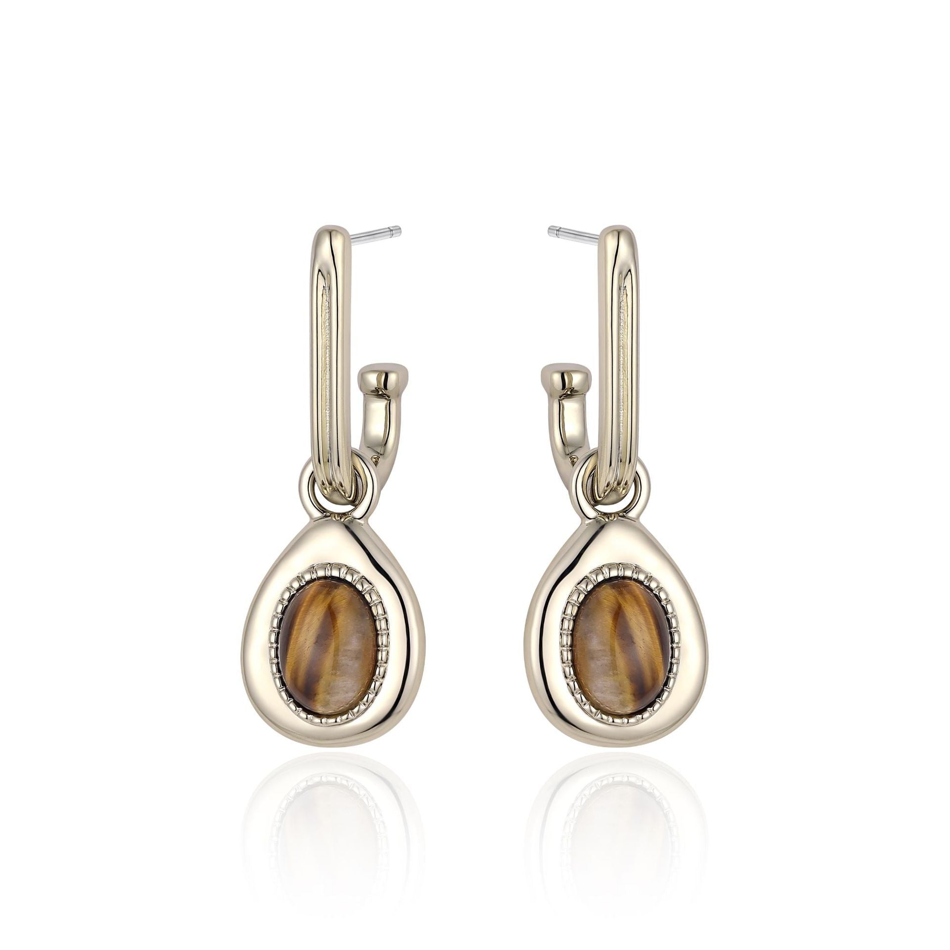 Boucles d'Oreilles Œil de Tigre en Plaqué Or – Bijoux Protecteurs - Biloria