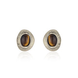 Boucles d'Oreilles Œil de Tigre et Zircons – Protection et Équilibre - Biloria