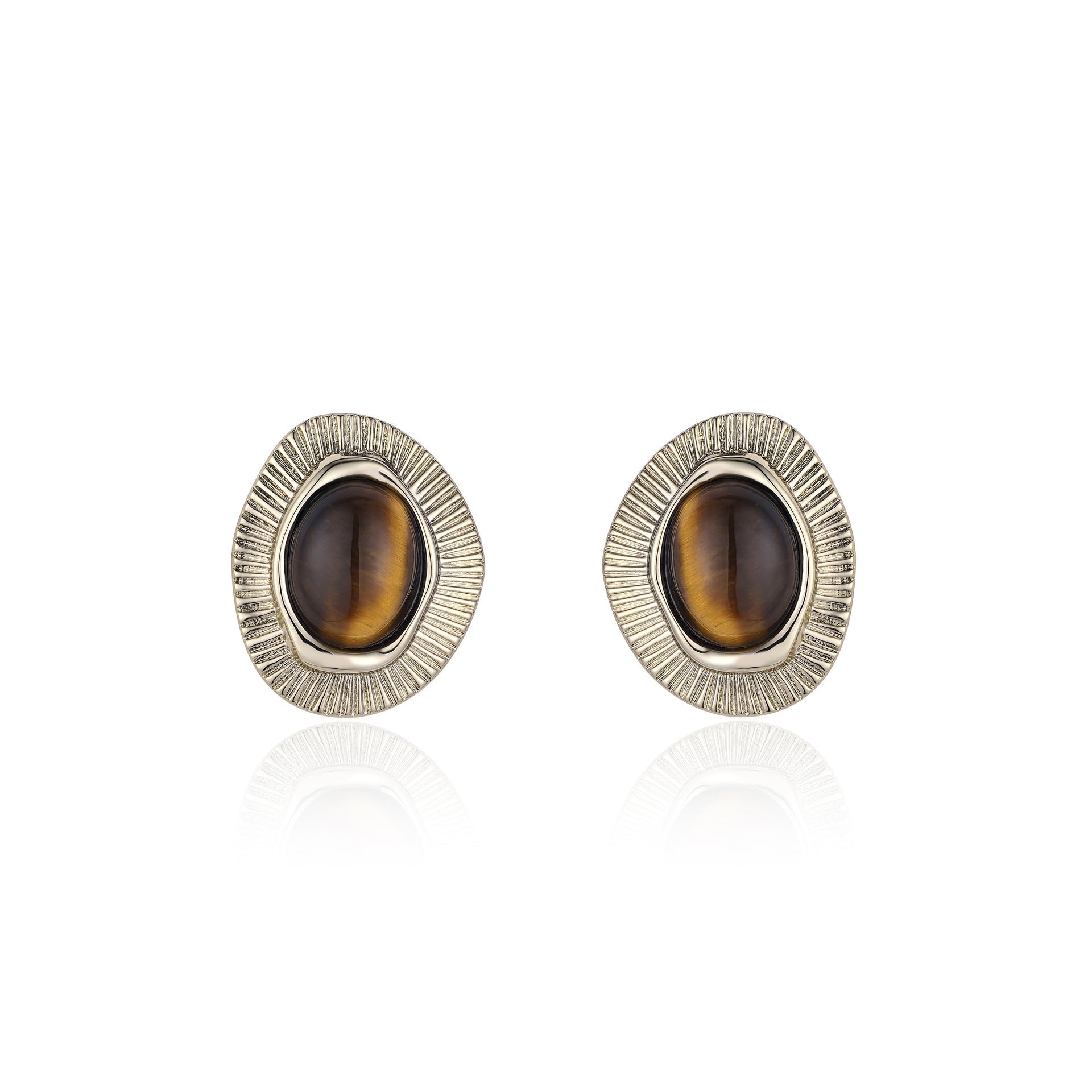 Boucles d'Oreilles Œil de Tigre et Zircons – Protection et Équilibre - Biloria