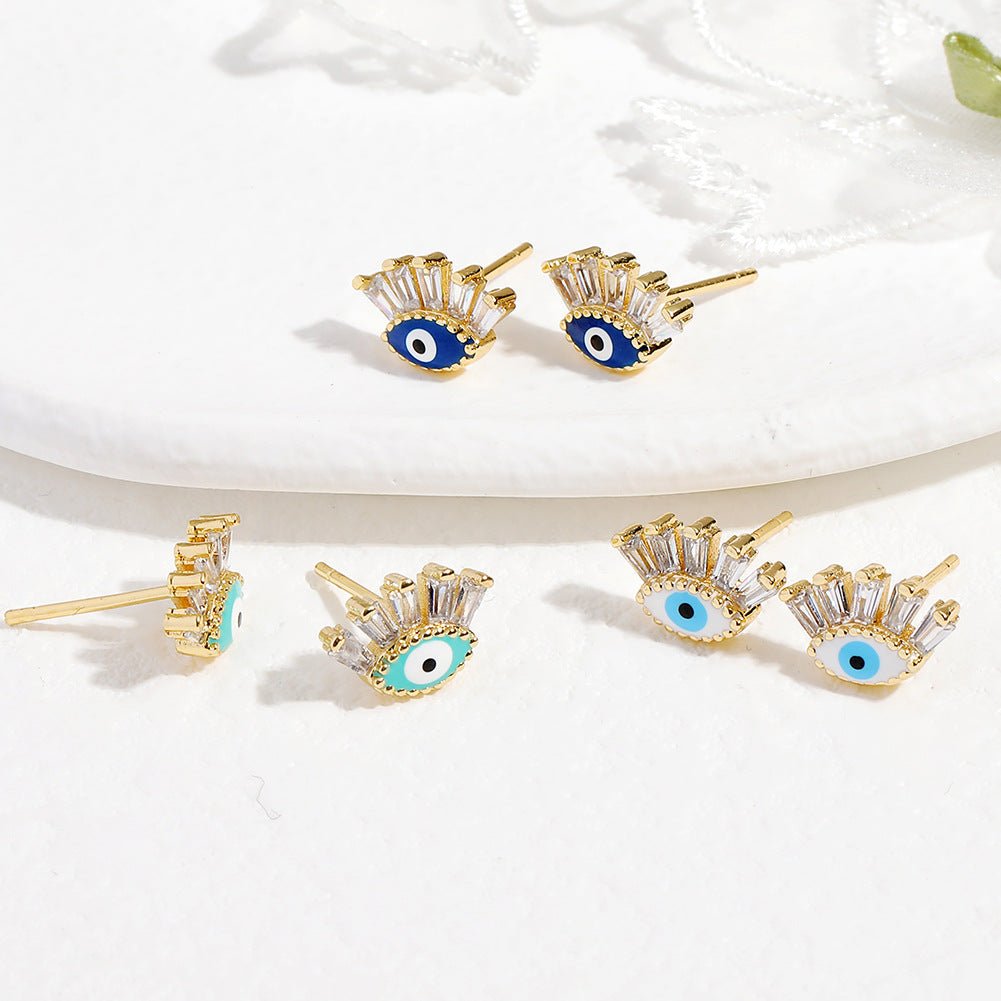 Boucles d'oreilles œil protecteur en cristal doré - Biloria