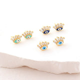 Boucles d'oreilles œil protecteur en cristal doré - Biloria