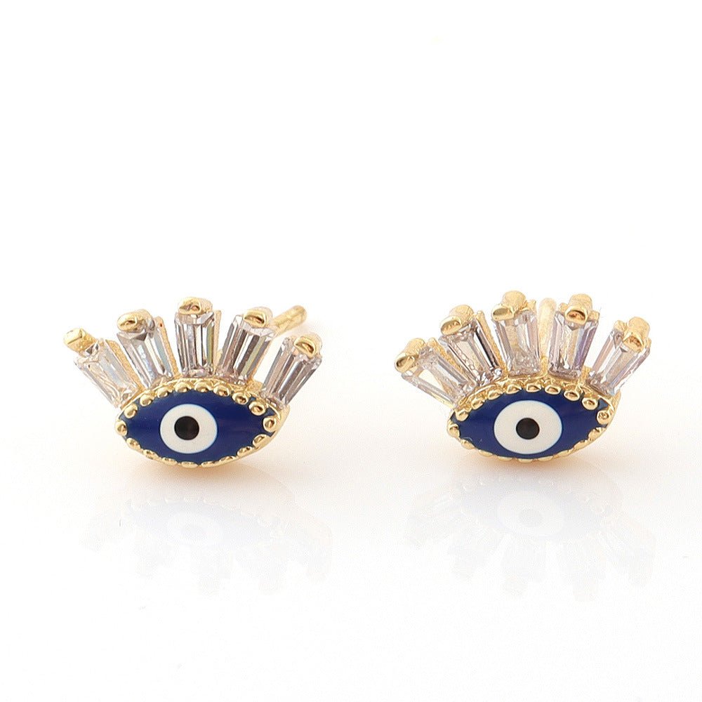 Boucles d'oreilles œil protecteur en cristal doré - Biloria
