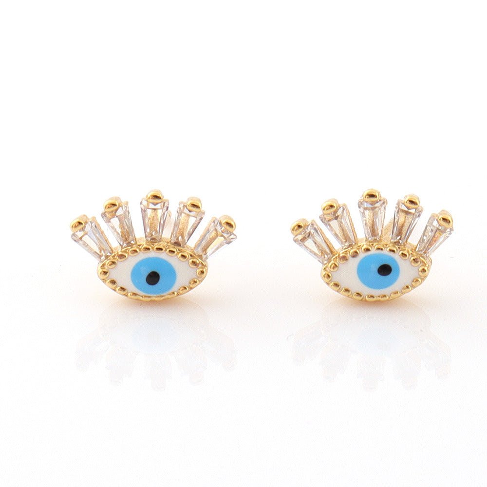 Boucles d'oreilles œil protecteur en cristal doré - Biloria