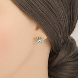 Boucles d'oreilles œil protecteur en cristal doré - Biloria