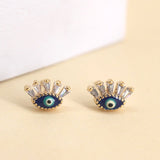 Boucles d'oreilles œil protecteur en cristal doré - Biloria