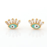 Boucles d'oreilles œil protecteur en cristal doré - Biloria