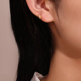 Boucles d'Oreilles Opale Blanche Brume Étoilée Argent Plaqué Or - Biloria