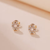 Boucles d'Oreilles Opale Blanche Brume Étoilée Argent Plaqué Or - Biloria