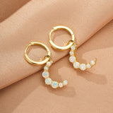 Boucles d'Oreilles Opale Croissant de Lune Argent Plaqué Or 18K - Biloria