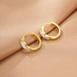 Boucles d'Oreilles Opale et Zircon – Créole Halo Argent Plaqué Or 18K - Biloria