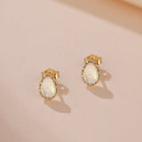 Boucles d'Oreilles Opale Sagesse Argent Plaqué Or – Bijou Spirituel - Biloria