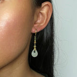 Boucles d'Oreilles Pendantes en Jade Naturel - Argent Plaqué Or - Biloria