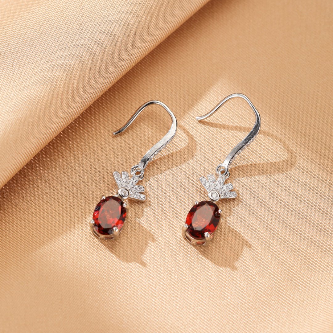 Boucles d'oreilles pendantes Grenat Argent 925 - Bijou Royal - Biloria