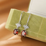 Boucles d'oreilles pendantes Grenat Argent 925 - Bijou Royal - Biloria