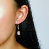 Boucles d'Oreilles Pendantes Labradorite et Quartz Rose - Biloria