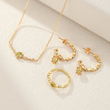 Boucles d'Oreilles Péridot Créoles Pendentif Soleil - Argent Plaqué Or - Biloria