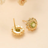 Boucles d'Oreilles Péridot Doux Rayons Argent Plaqué Or Bien-Être - Biloria