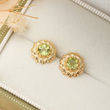 Boucles d'Oreilles Péridot Doux Rayons Argent Plaqué Or Bien-Être - Biloria
