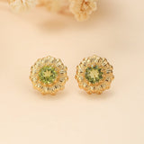 Boucles d'Oreilles Péridot Doux Rayons Argent Plaqué Or Bien-Être - Biloria