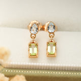 Boucles d'Oreilles Péridot et Topaze Bleue – Bijoux Cadeau - Biloria