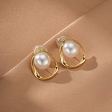 Boucles d'Oreilles Perle Cercle Doré Clip - Biloria