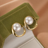 Boucles d'Oreilles Perle Cercle Doré Clip - Biloria