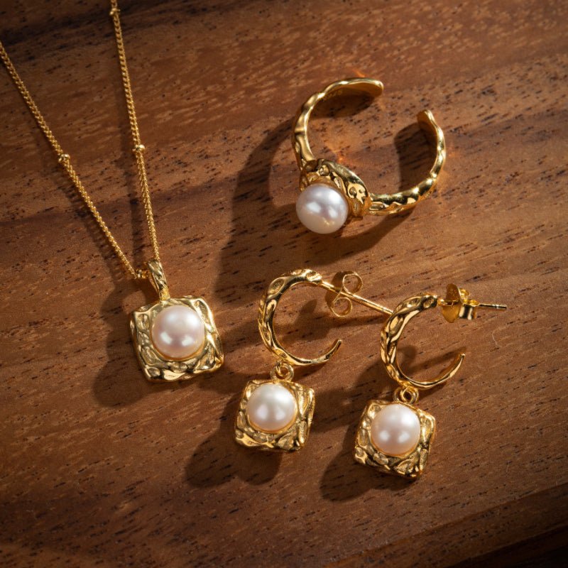 Boucles d'Oreilles Perle Eau Douce – Argent Plaqué Or - Biloria