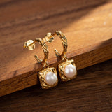 Boucles d'Oreilles Perle Eau Douce – Argent Plaqué Or - Biloria