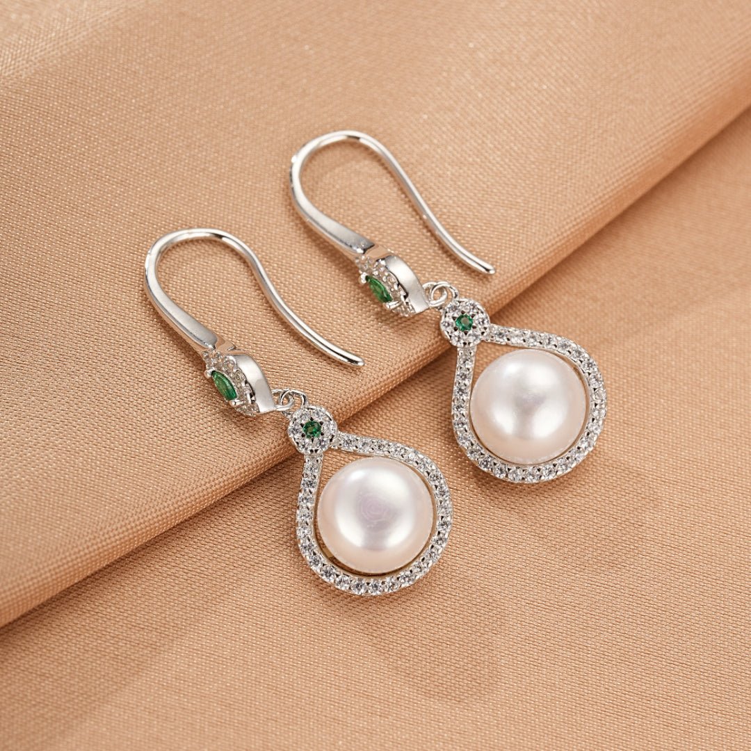 Boucles d'Oreilles Perle et Zircon Argent 925 - Biloria