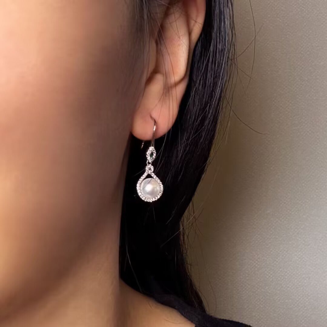 Boucles d'Oreilles Perle et Zircon Argent 925 - Biloria