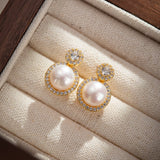 Boucles d'Oreilles Perle et Zircon – Éclat Lunaire - Biloria