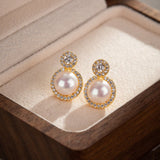 Boucles d'Oreilles Perle et Zircon – Éclat Lunaire - Biloria
