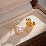 Boucles d'Oreilles Perle et Zircon – Éclat Lunaire - Biloria