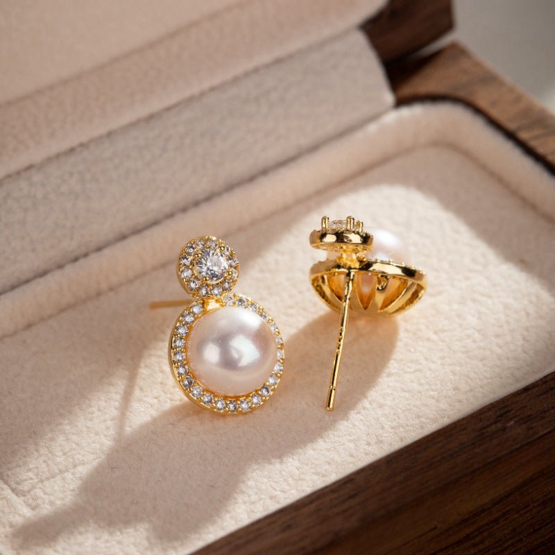 Boucles d'Oreilles Perle et Zircon – Éclat Lunaire - Biloria