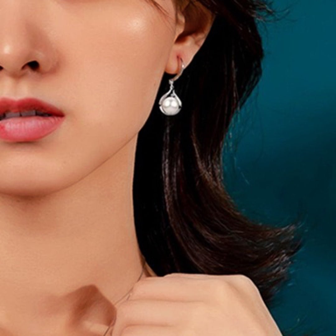 Boucles d'Oreilles Perle Zircon Argent – Goutte Royale - Biloria